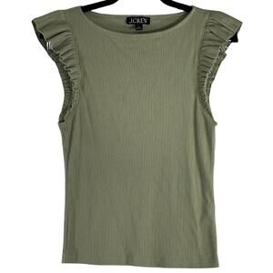 J.Crew Olive Green Ribbed Cap Sleeveless Tank Top Reg Size S